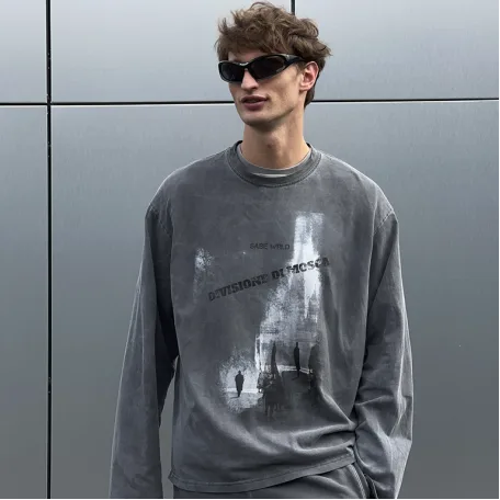 Лонгслив Sabe Longsleeve Di Mosca Acid Wash Dark Grey