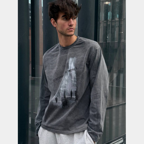 Лонгслив Sabe Longsleeve Di Mosca Acid Wash Dark Grey